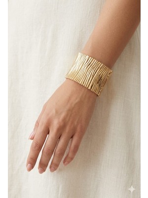 Tılsım Accesories Kelepçe Bileklik Gold Tırtıklı