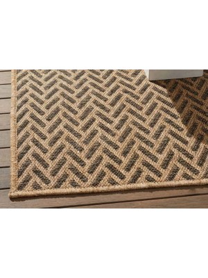 Vivense Pera Halı Kahve ve Siyah Zikzak Sisal Dokulu Halı FM01BL 80X150 cm
