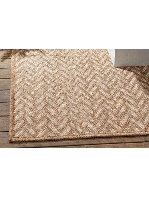 Vivense Pera Halı Karamel ve Ekru Zikzak Sisal Dokulu Halı FM01W 80X150 cm