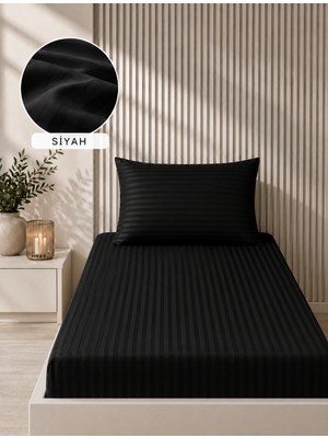 Bella Home 100X200 Çizgili Saten Çarşaf Seti | Yumuşak Dokulu | Şık ve Konforlu