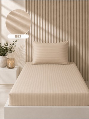 Bella Home 100X200 Çizgili Saten Çarşaf Seti | Yumuşak Dokulu | Şık ve Konforlu