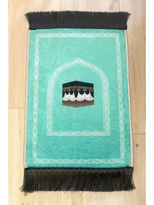 İhvan Online Mini Alın Seccadesi Kaymaz Taban Desenli Cep Tipi Seyahat Namaz Seccadesi - Turkuaz