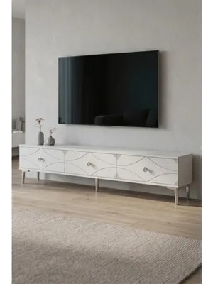 Vivense Alfa Tv Sehpası Beyaz Silver 180 cm TSA1897BS