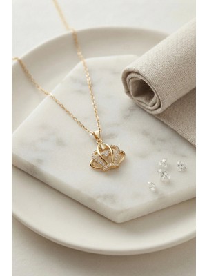 Beruflic 316L Çelik Zincir Gold Renk Crown Model Kolye TJ-BKO11178