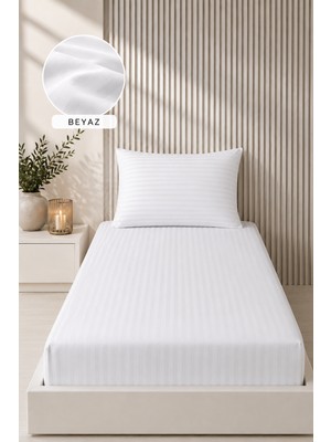 Bella Home 100X200 Çizgili Saten Çarşaf Seti | Yumuşak Dokulu | Şık ve Konforlu