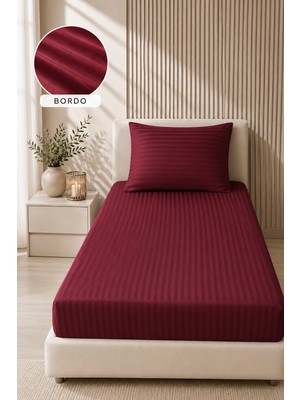 Bella Home 100X200 Çizgili Saten Çarşaf Seti | Yumuşak Dokulu | Şık ve Konforlu