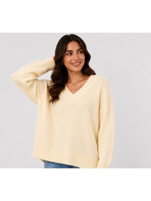 Aure Store Basic Oversize V Yaka Triko Kazak
