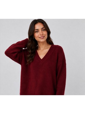 Aure Store Basic Oversize V Yaka Triko Kazak