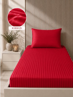 Bella Home 100X200 Çizgili Saten Çarşaf Seti | Yumuşak Dokulu | Şık ve Konforlu