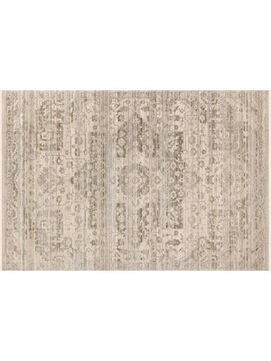 Vivense Pera Halı Vizon Bej Eskitme Madalyon Desenli Modern Halı FMRT02 238X305 cm