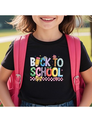 BarsDepo Back To Scholl Baskılı Tişört, Premıum Kalite Unisex Çocuk / Yetişkin