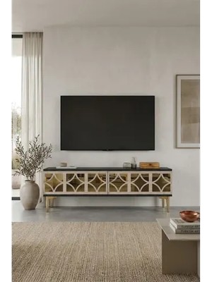 Vivense Öz Tv Sehpası Antrasit Traverten Gold TSA1236ATG