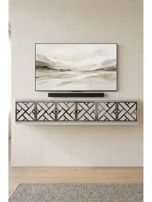 Vivense Arex Duvara Montaj Tv Sehpası Beyaz Silver 120 cm TDA1238BS