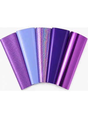 Goldpix Mor Tekstil Baskı Folyosu 5'li Set 25X30 cm - 5 Farklı Dokulu Isı Transfer Folyosu