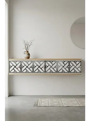Vivense Arex Dresuar Antre Hol Rafı Safirmeşe Beyaz Silver 120 cm DA1238DBS