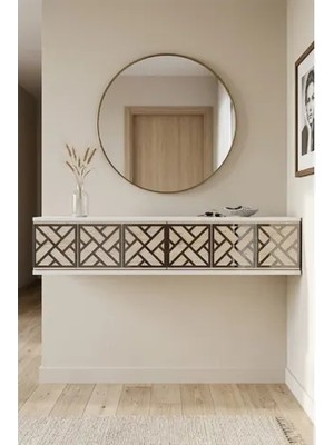 Vivense Arex Dresuar Antre Hol Rafı Beyaz Traverten Silver 120 cm DA1238BTS