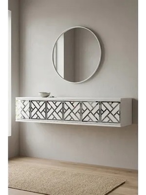 Vivense Arex Dresuar Antre Hol Rafı Beyaz Silver 120 cm DA1238BS