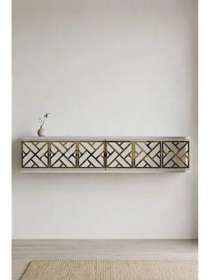 Vivense Arex Duvara Montaj Tv Sehpası Beyaz Gold 120 cm TDA1238BG