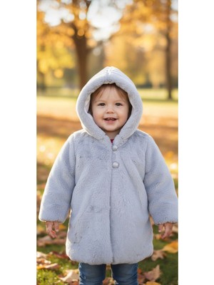 Baby Hola Kız Bebek Çocuk Pamuk Astarlı Külah Kapüşonlu Peluş Kaban Kışlık 13622