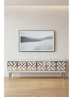 Vivense Arex Tv Sehpası Beyaz Silver 120 cm TSA1238BS