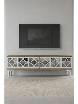 Vivense Öz Tv Sehpası Safirmeşe Beyaz Silver 120 cm TSA1236DBS