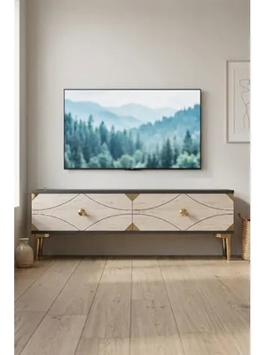 Vivense Alfa Tv Sehpası Antrasit Traverten Gold 120 cm TSA1297ATG