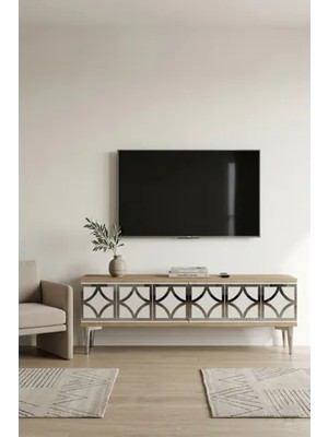Vivense Lem Tv Sehpası Safirmeşe Beyaz Silver 120 cm TSA1237DBS