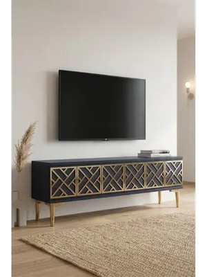 Vivense Arex Tv Sehpası Antrasit Gold 120 cm TSA1238AG