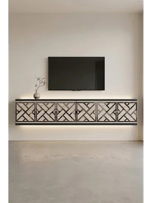 Vivense Arex Duvara Montaj Tv Sehpası Antrasit Traverten Silver 120 cm TDA1238ATS