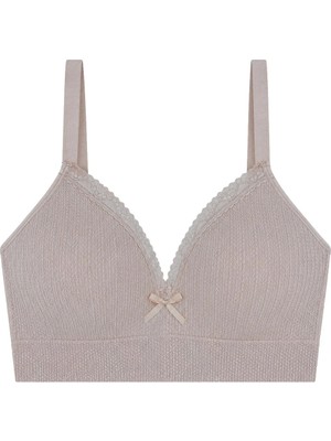 Cottonhill Bra - Sorel | Bej Büyük Beden Bambu Balensiz Minimizer Dantel Detaylı Kadın Sütyen
