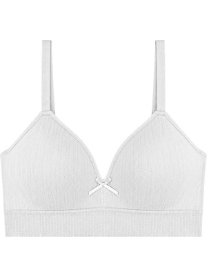 Cottonhill Bra - Mirel | Beyaz Büyük Beden Bambu Desenli Balensiz Minimizer Kadın Sütyen