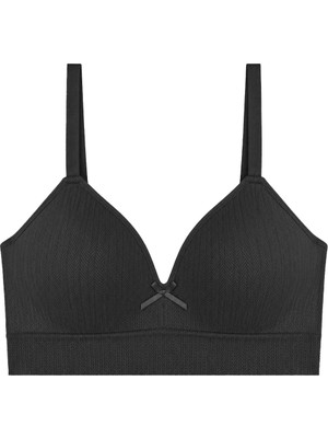Cottonhill Bra - Mirel | Siyah Büyük Beden Bambu Desenli Balensiz Minimizer Kadın Sütyen