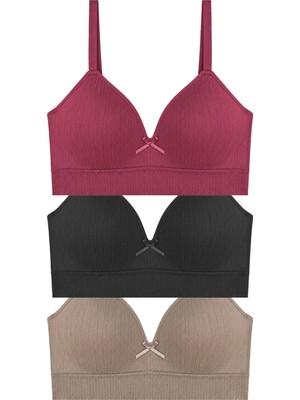 Cottonhill Bra - Mirel | Büyük Beden Bambu Desenli Balensiz Minimizer Kadın Sütyen 3'lü Paket