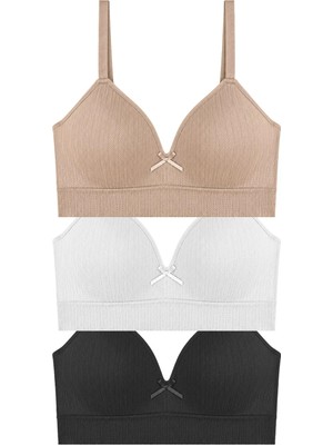 Cottonhill Bra - Mirel | Büyük Beden Bambu Desenli Balensiz Minimizer Kadın Sütyen 3'lü Paket-2