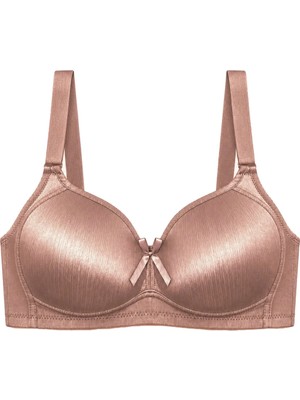 Cottonhill Bra - Elvia | Kahverengi Büyük Beden Parlak Balensiz Straplez Minimizer Kadın Sütyen