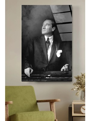 Marsilyan Mustafa Kemal Atatürk Teması Cam Tablo | Şık Modern Duvar Dekorasyonu | Seri FK7SAL