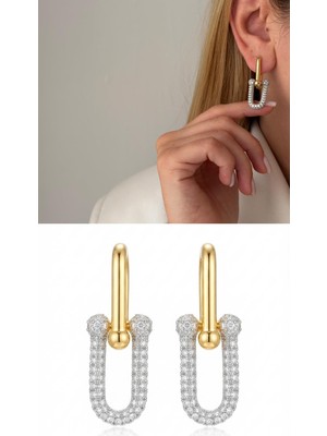 New Obsessions Tiff Gömme Zirkon Taşlı Sallantılı Küpe