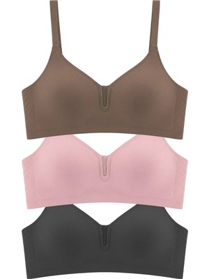 Cottonhill Seamless Bra - Eloria | Lazer Kesim Dikişsiz Balensiz Iz Bırakmayan Tül Detaylı Sütyen 3'lü Paket-2