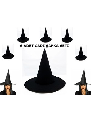 Magicool Siyah Cadı Şapkası Keçe Yetişkin Boy 6 Adet