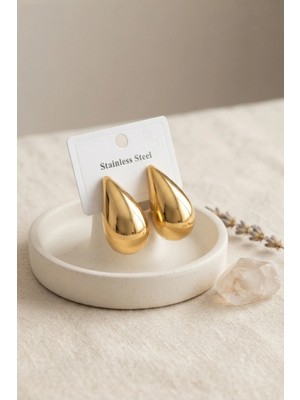 Marsilyan 316L Çelik Gold Renk Damla Model Küpe TJ-BKP12025