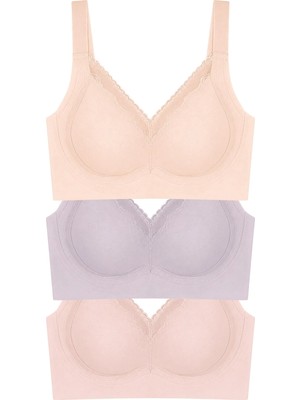 Cottonhill Seamless Bra - Seravia | Lazer Kesim Dantelli Minimizer Kadın Sütyen 3'lü Paket