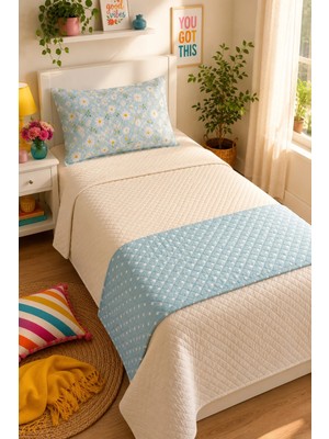 Evdek Tek Kişilik Kapitoneli Yatak Runner ve Yastık Kılıfı 60x150 Cm 6ETD1