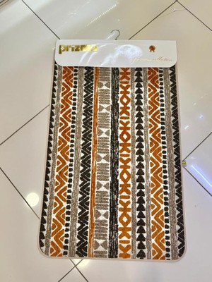 Jakar Turuncu Desenli 2'li Banyo Paspası 60X100 + 50X60CM
