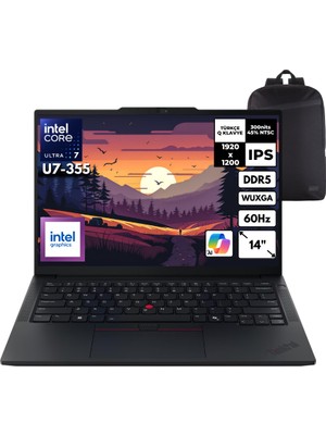Lenovo Thinkpad E14 G8 U7-355 16-Gbddr5 4 Tbssd Intel Graphics 14" Wuxga Windows 11 Pro + Hmf Sırt Çantası 21Y60040TXHMF31