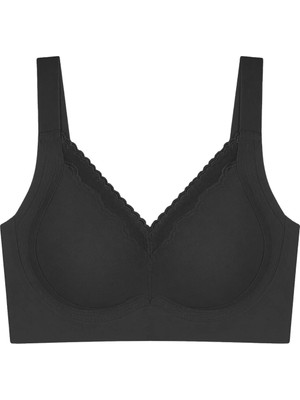 Cottonhill Seamless Bra - Seravia | Siyah Lazer Kesim Dantelli Minimizer Kadın Sütyen