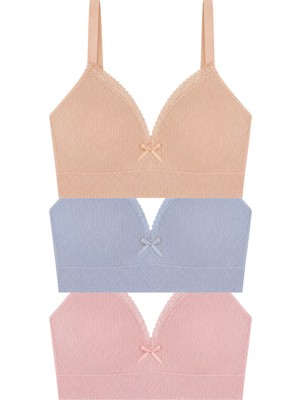 Cottonhill Bra - Sorel | Büyük Beden Bambu Balensiz Minimizer Dantel Detaylı Kadın Sütyen 3'lü Paket-3