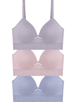 Cottonhill Bra - Mirel | Büyük Beden Bambu Desenli Balensiz Minimizer Kadın Sütyen 3'lü Paket-3