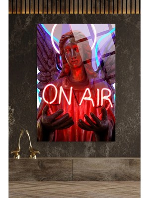 Marsilyan On Air Neon Modern Cam Tablo | Şık Duvar Sanatı ve Ev Dekoru | Seri Rzcpcz