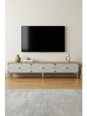 Vivense Alfa Tv Sehpası Safirmeşe Beyaz Silver 180 cm TSA1897DBS