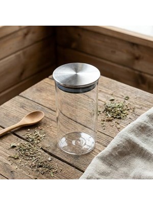 Sefa Ticaret Metal Kapaklı Cam Kavanoz (300 Ml) - Sızdırmaz Vakumlu Baharatlık Kahve ve Kuruyemiş Saklama Kabı Premium Mutfak Düzenleyici (6 x 6 x 13,5 Cm)
